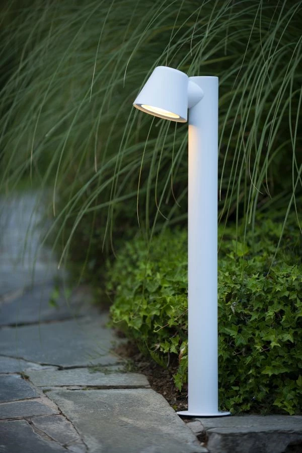 Lucide DINGO-LED - Bollard light - LED Dim. - GU10 - 1x5W 3000K - IP44 - White - atmosphere 1